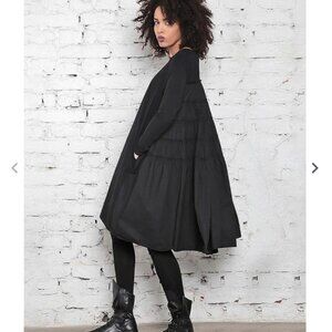 Adeptt Amike Long Sleeve Tiered Balloon Black Dress Whimsigoth Womens Size M